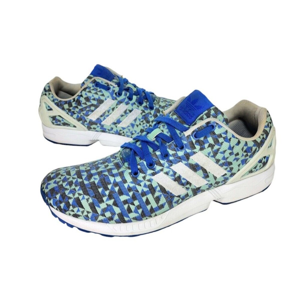 Adidas ZX Flux Weave Torsion Aqua Blue Prism Pixel Three Stripes Men's Size 12